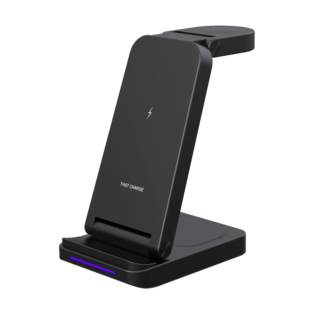 New Version Wireless Charger Stand 3 in 1 15W Wireless Charger for Mobile Phone 2.5W charger for watch 2W charging pad