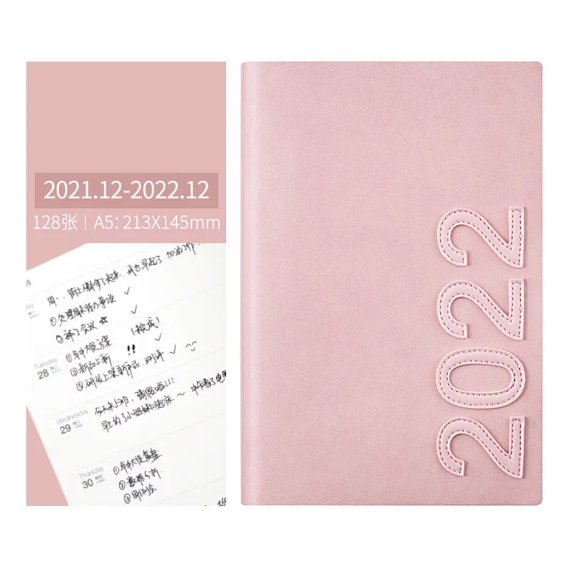 2022 Schedule Book Pu Stitching Macaron Color Notepad Calendar Notebook Planner A5 Hardcover Notebook