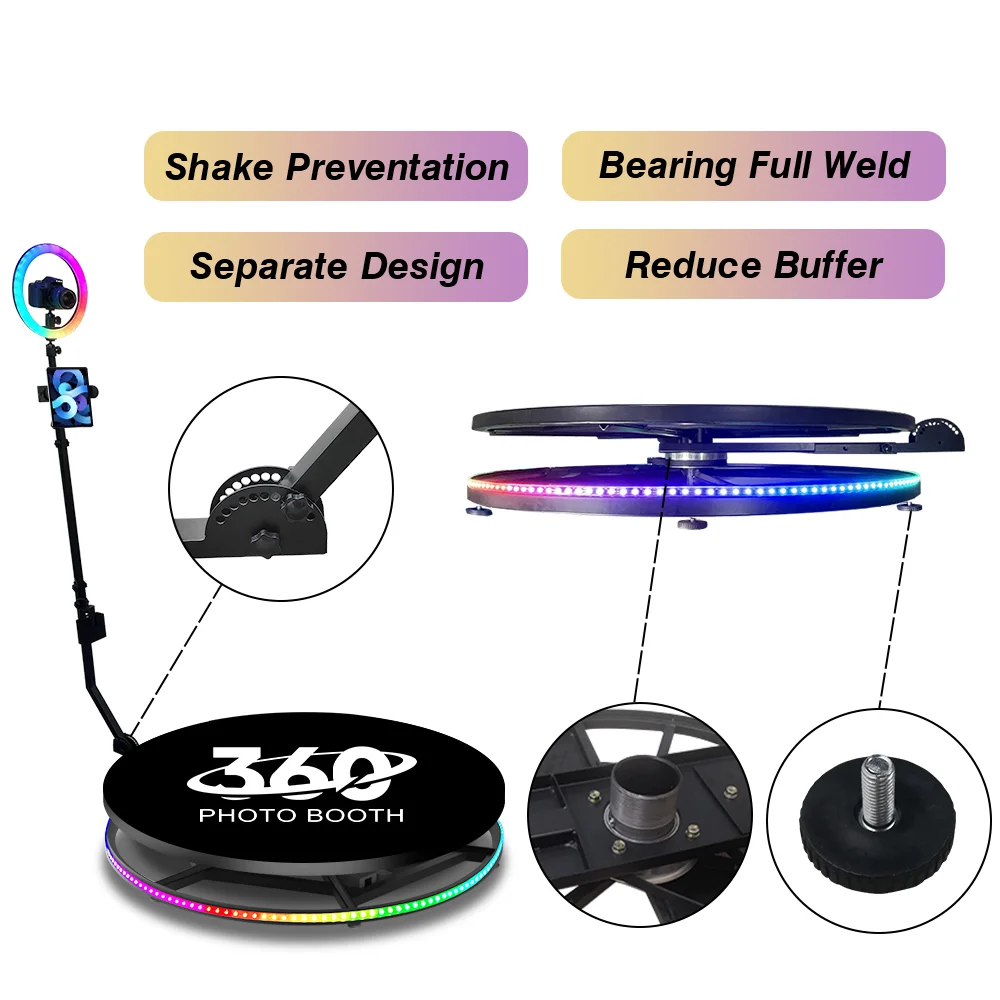 2021 wedding party  warm popular 360 photo booth package video 360 photo booth backdrop ipad 360 photo booth background lights