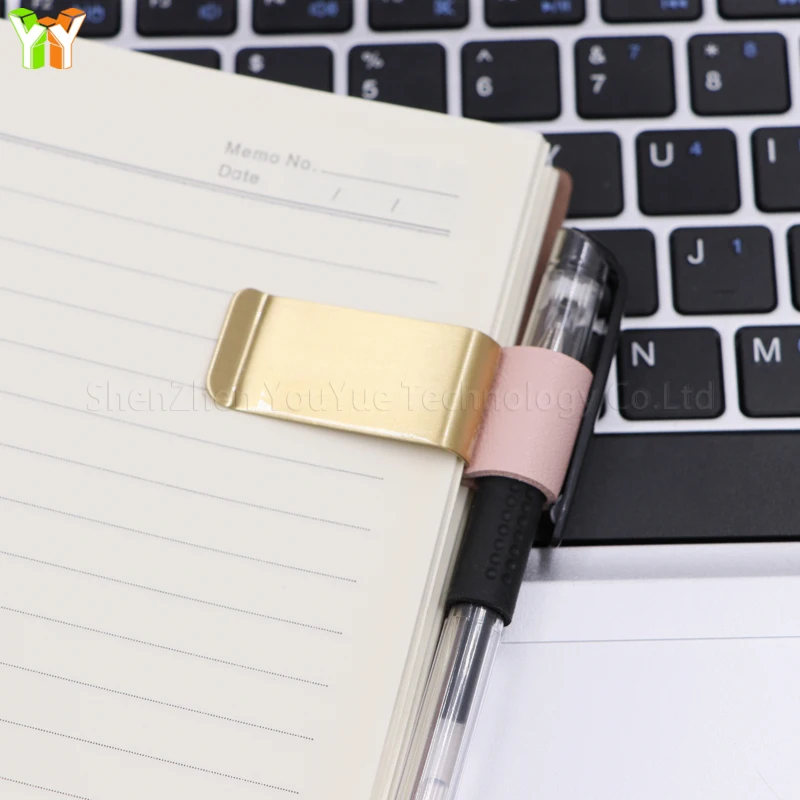 Creative PU Leather Pen Holder Portable Cute Colorful Notebook Pencil Storage Clip Promotional Pen Holder