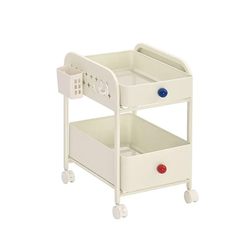 Multi-Layer Movable Trolley Storage Rack Bookshelf School Bag Basket Children Kids Binder Desk Cabinet