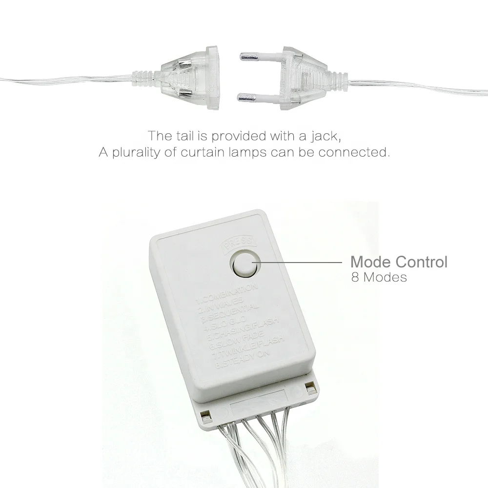 Ice Pick Window Curtain Roof Christmas Lights Icicle Fairy String Lights Outdoor Garland Home Party Garden Decoration