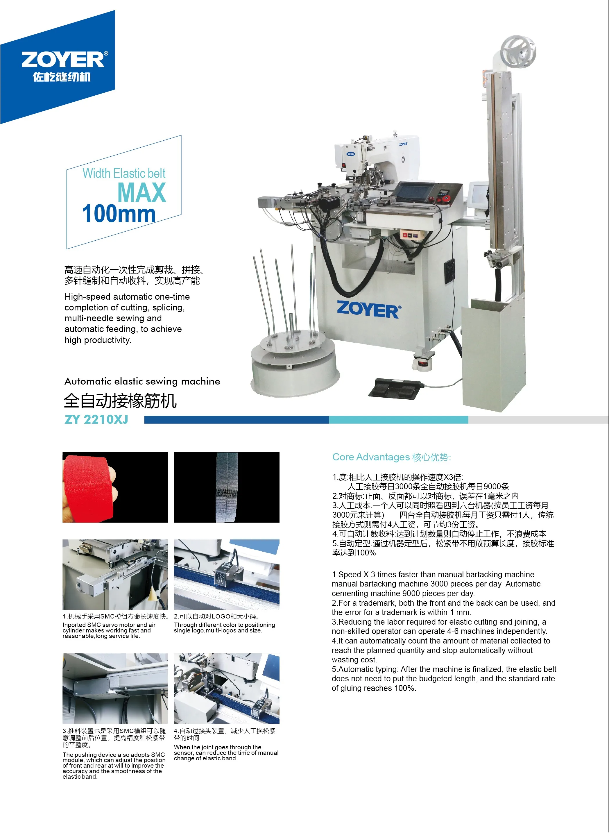 ZY-2210XJ high speed full-automatic elastic band cutting & joining robot sewing machine