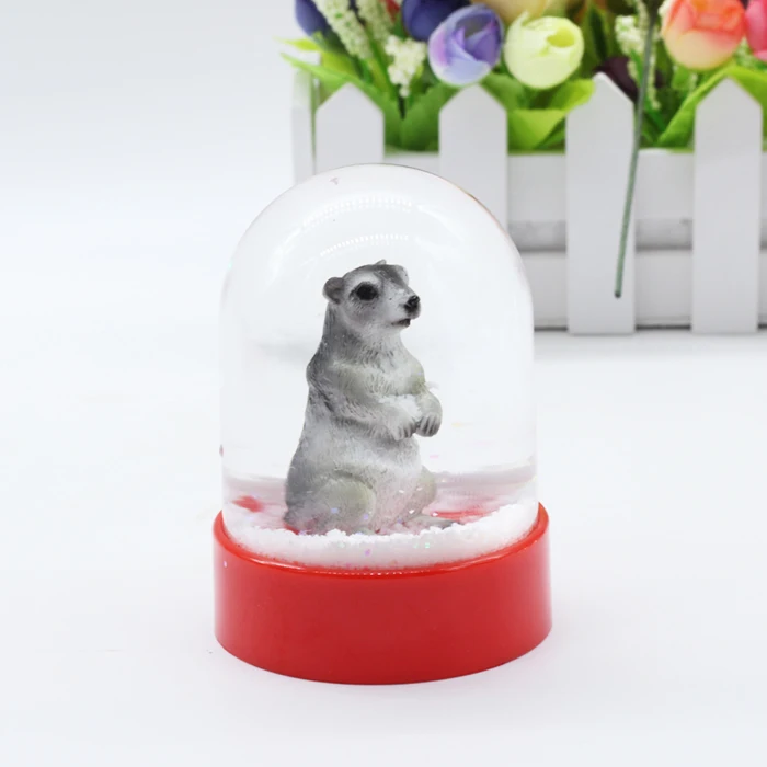 
Plastic Animal figurine Snow Globe with Custom Logo , Plastic 3D Resin Bear Figurine Water Ball For Home Decoration 