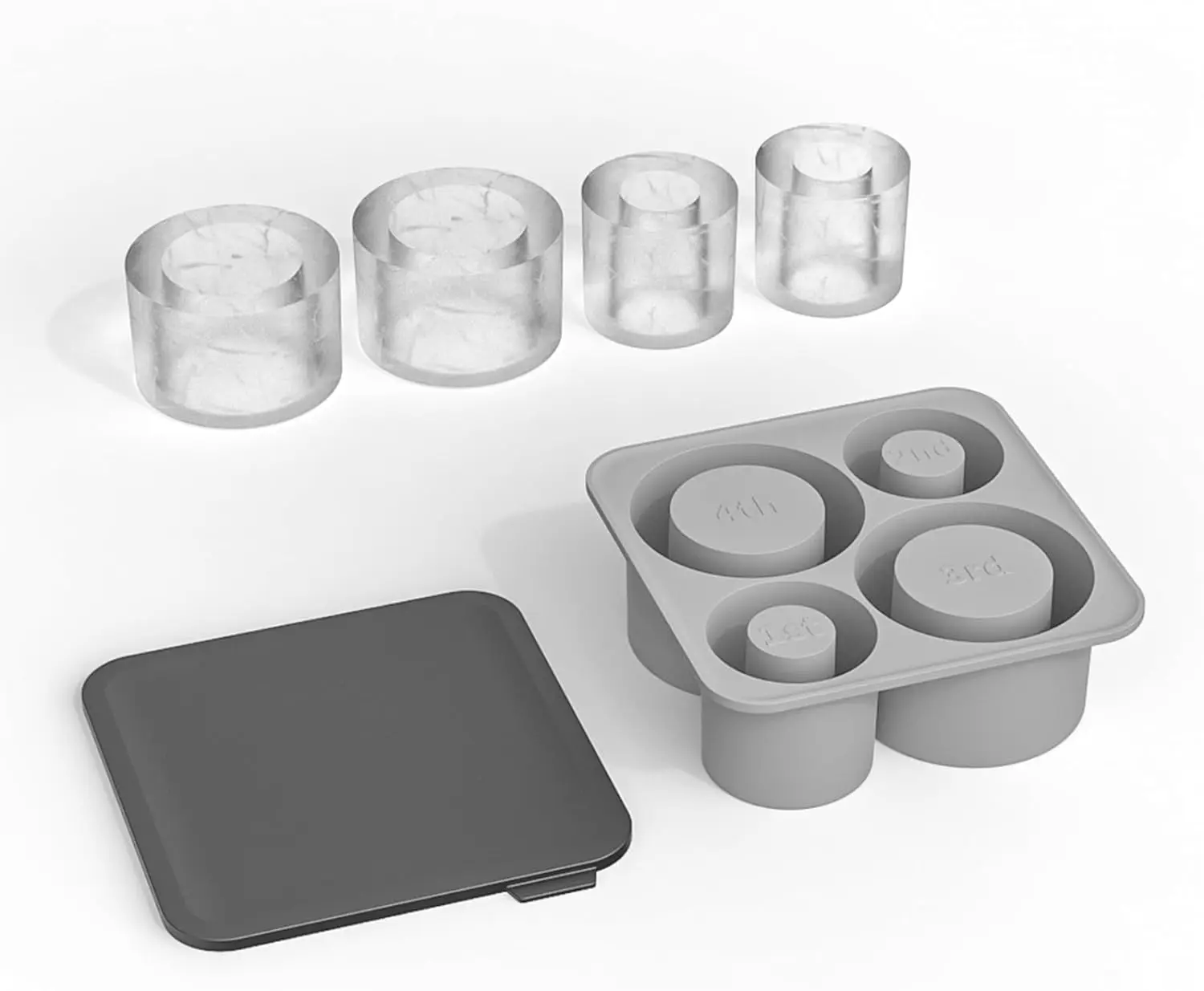 4 Pcs Silicone Hollow Cylinder Ice Cube Tray for Tumbler Cup 30oz 40oz Water Tumbler Bottle