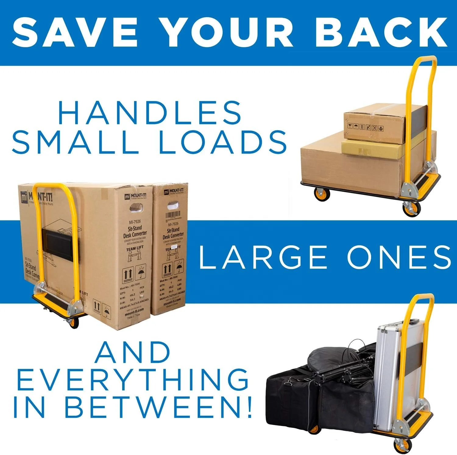 Platform Truck,Push Cart Dolly,330lb Weight Capacity,Foldable Flatbed with Swivel Wheels,Rolling Trolley Cart, Foldable, Flat