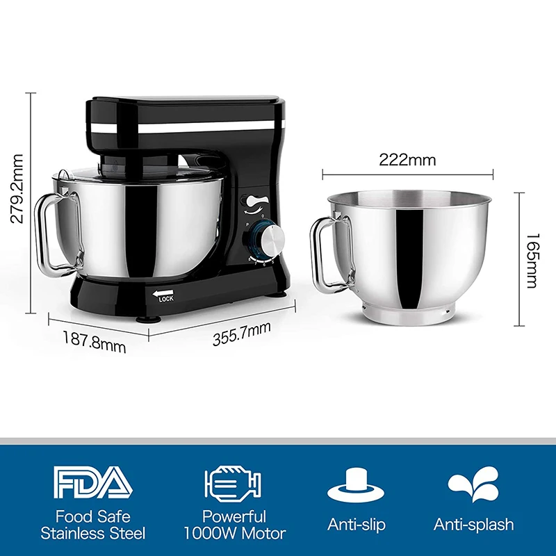 GQF-SM1510X  4.5L Small Blender 1000W Noodle MachineStandard Chef Machine Quality OEM Cross border Foreign Trade Customized Home
