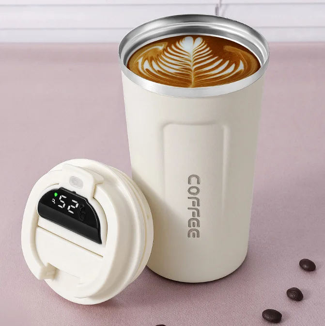 Smart Temperature Measuring Coffee Cup 304 Stainless Steel Vacuum Thermos Display Led Coffee Tumbler