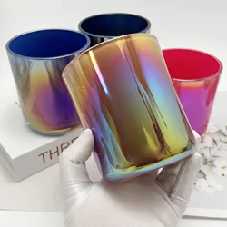 8OZ 10OZ 12OZ 16OZ Iridescent Plating Glass Creative Candle Jars Aura Vessel  Makesy Candle Glass Jar