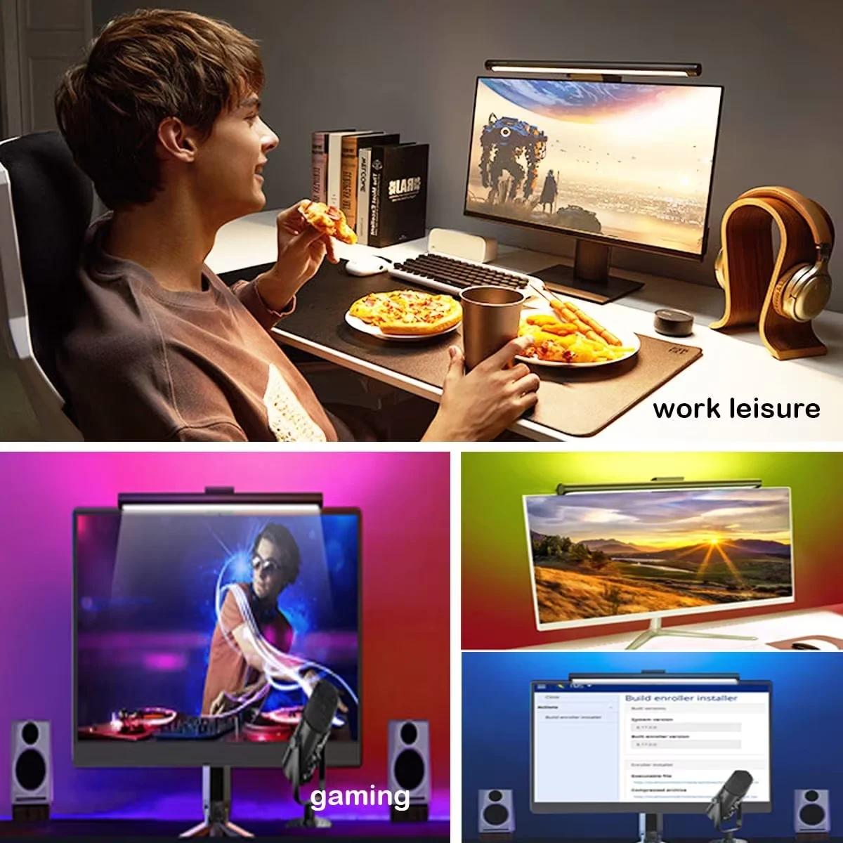 USB Rechargeable LED Office Light Modern Laptop Computer Screen Monitor Hanging Lamp with Touch Power Generation for Room Use