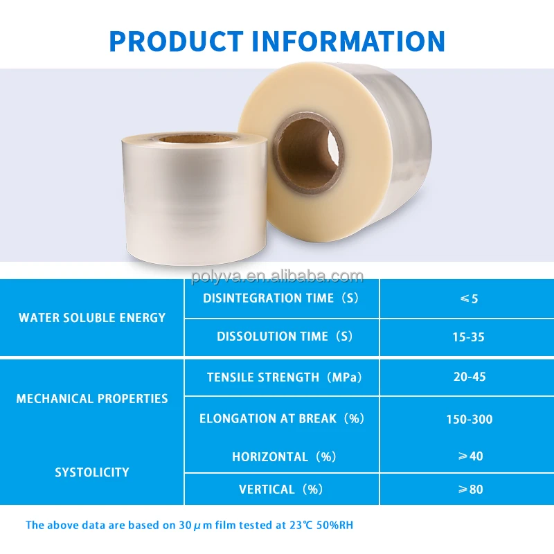 Polyva China suppliers foshan hardware pva capsule water-soluble film washing powder pods water-soluble plastic film