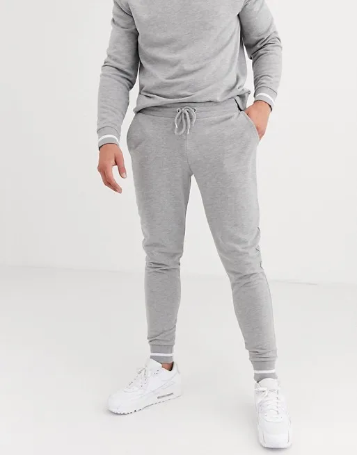 Sales Promotion Men Pre-shrunk Crewneck Heavy Cotton Blank Grey Private Label Tracksuit