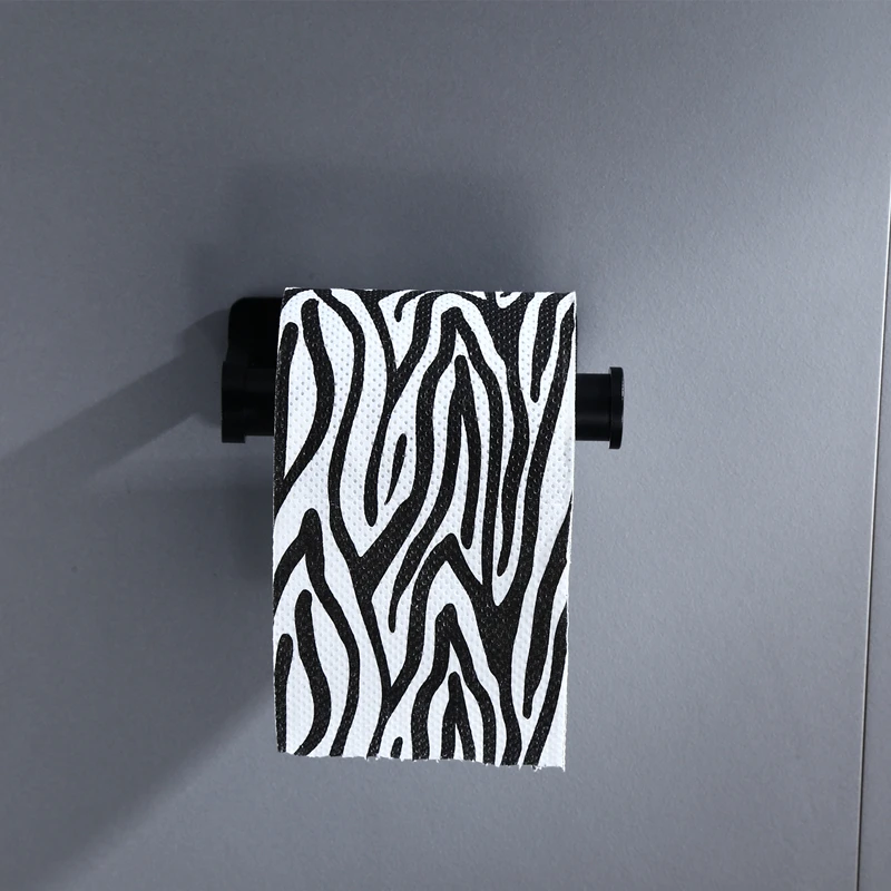 Modern Design Self-Adhesive Black Hanger Household Storage Kitchen Roll Cling Film Roll Toilet Paper Towel Holders Bathroom