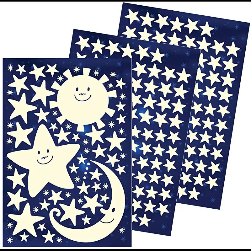Custom Die Cut Reflective Glowing Stickers Gift Decorative PVC Vinyl Waterproof Glow in the Dark Night  Luminous Stickers