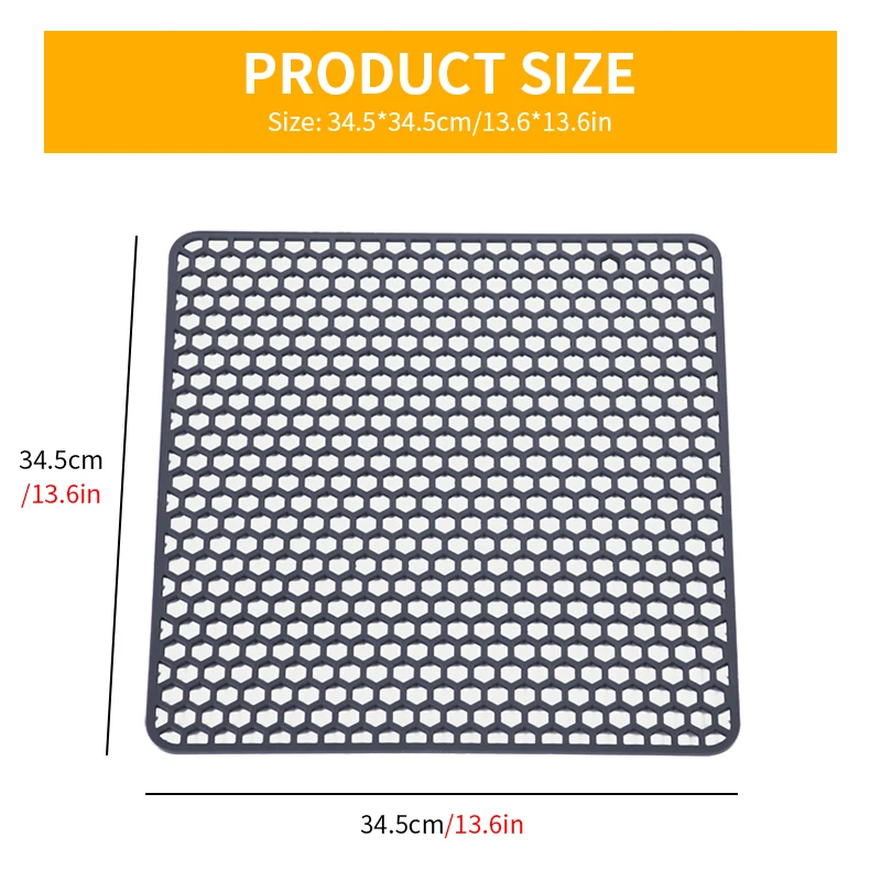 Silicone Sink Mat Foldable Non-Slip Soaking Pad Grid Accessory Rear Drain Kitchen Sink Protector Mats