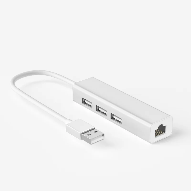 Custom Logo 4 IN 1 USB 2.0 to RJ45 Gigabit Ethernet Adapter Network Card with 3 USB 2.0 Hubs For PC Laptop