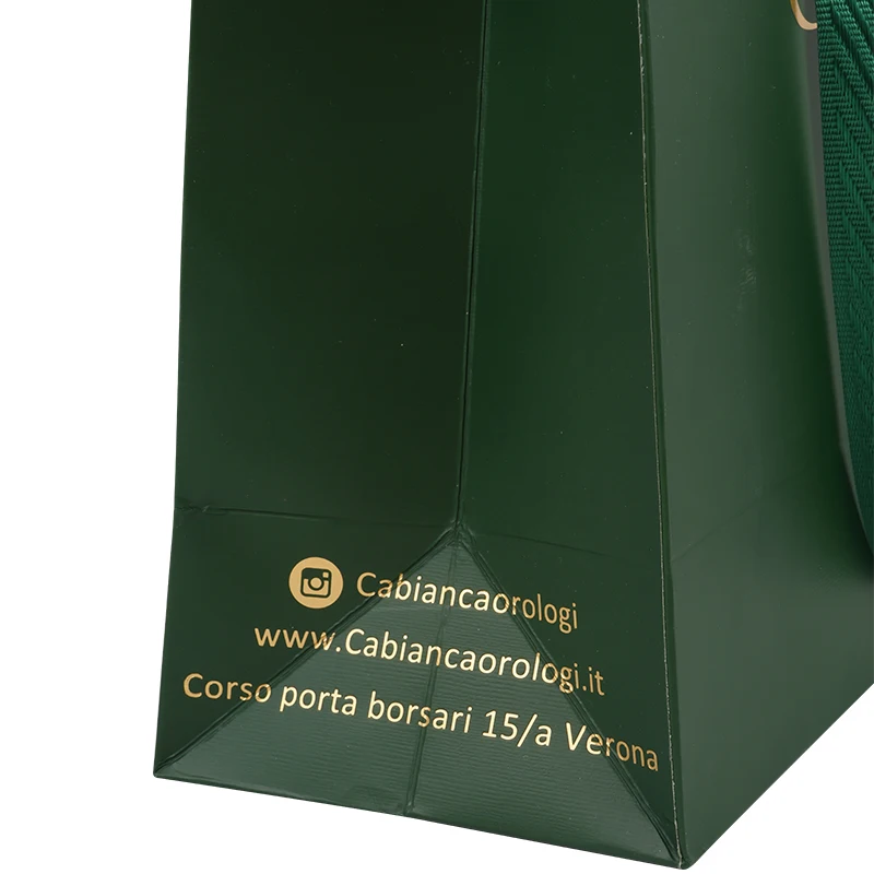 Wholesale Custom Printed White Green Gift Craft Shopping Paper Bag with Your Own Logo