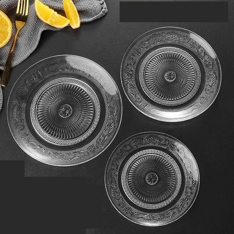 Прозрачные прозрачные стеклянные тарелки, стеклянные обеденные тарелки, посуда, 30 см, 13 дюймов, 11 дюймов, 10 дюймов, 9 дюймов, 8 дюймов, 7 дюймов, 6 дюймов