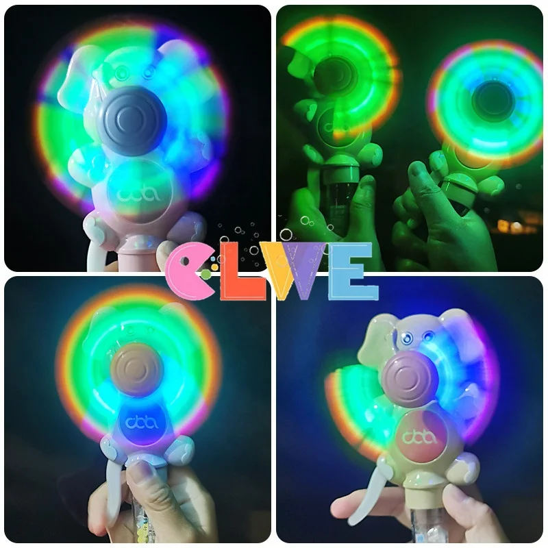 Good quality ABS plastic animal toy candy surprise gift for kids luminous Light up elephant hand fan candy toy
