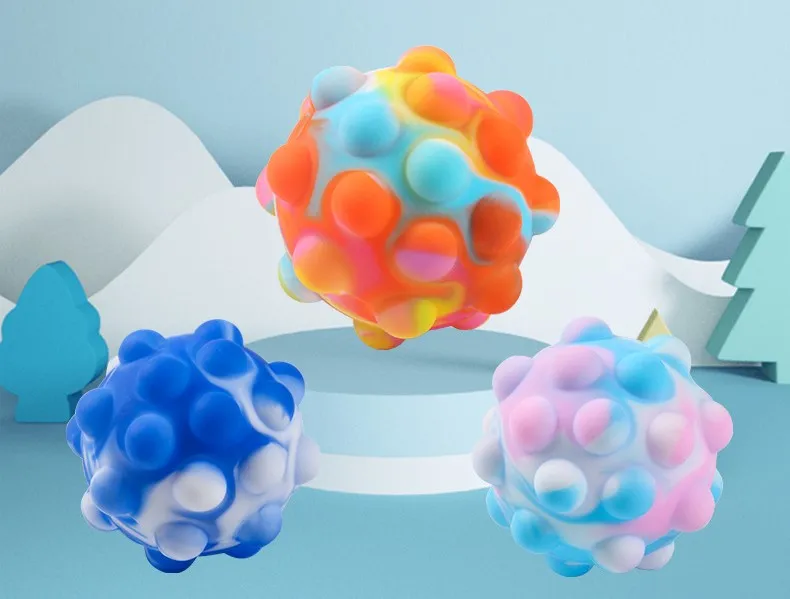 New Design Silicone Push Bubble Balls Sensory Fidget Toy Stress Reliever Autism Toy Anti-Anxiety Toys Rainbow