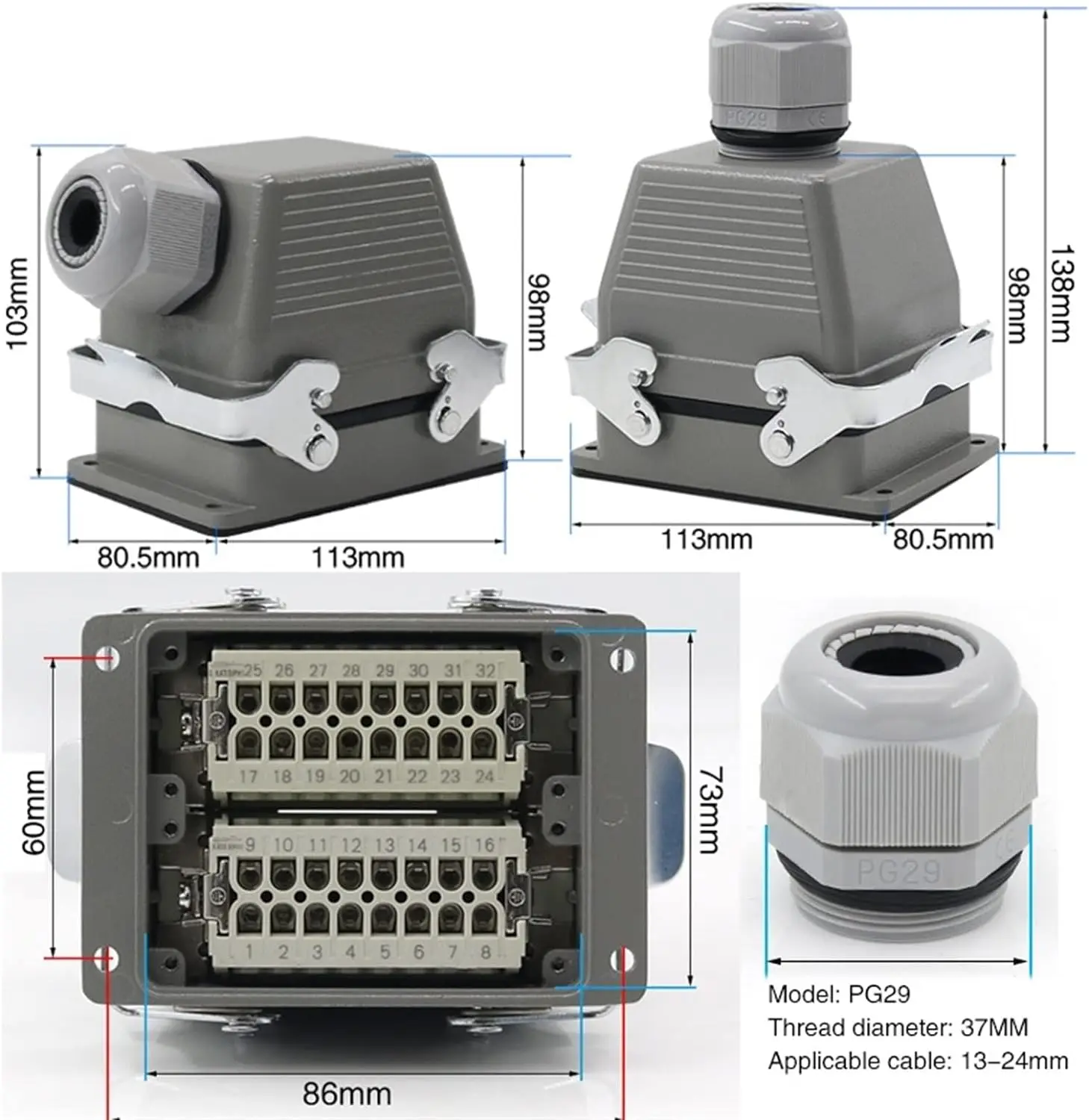 harting connectors 6 pin heavy duty SVLEC for