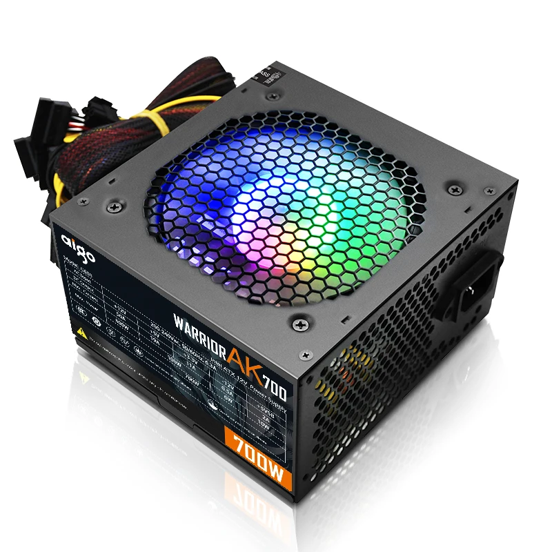 Блок питания Aigo AK700 для ПК игровой бесшумный блок 120 мм rgb вентилятор 24pin 12 В ATX BTC настольного