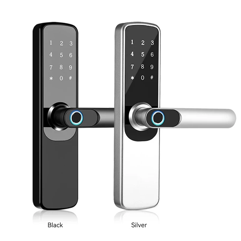 WIFI APP Fingerprint Door Lock with Code Card Key Touch Screen Smart Handle Lock Security Digital Electronic Wooden Door Lock