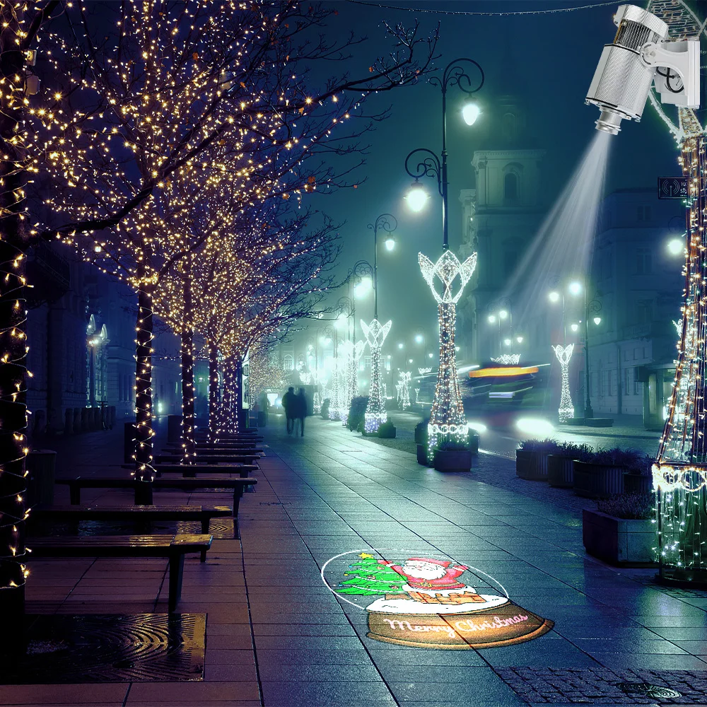 Outdoor Christmas Projector 80 Watt Logo Projector Led Rotating Advertising Gobo Projector Lights