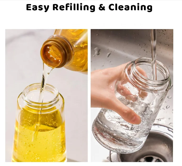 New Glass Oil Pot 2 in 1 Olive Oil Sprayer Bottle 18oz/550ml Glass Olive Oil Dispenser Bottle for Kitchen