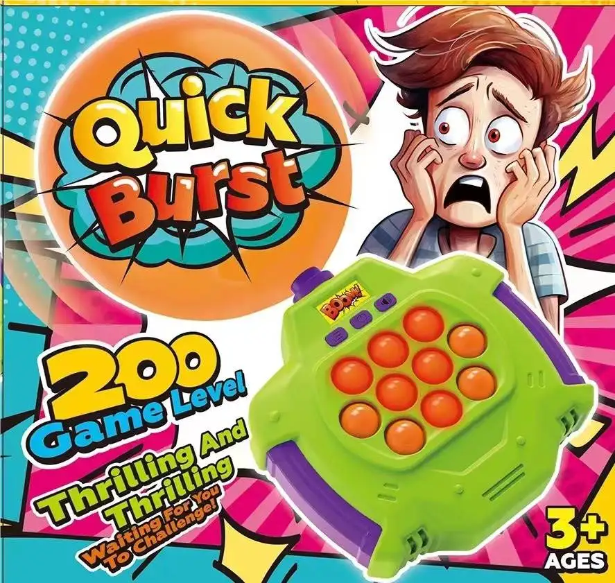 2024 Newest factory wholesale balloon explodes quick push light up pop game fidget toy mini kids whack-a-mole machine