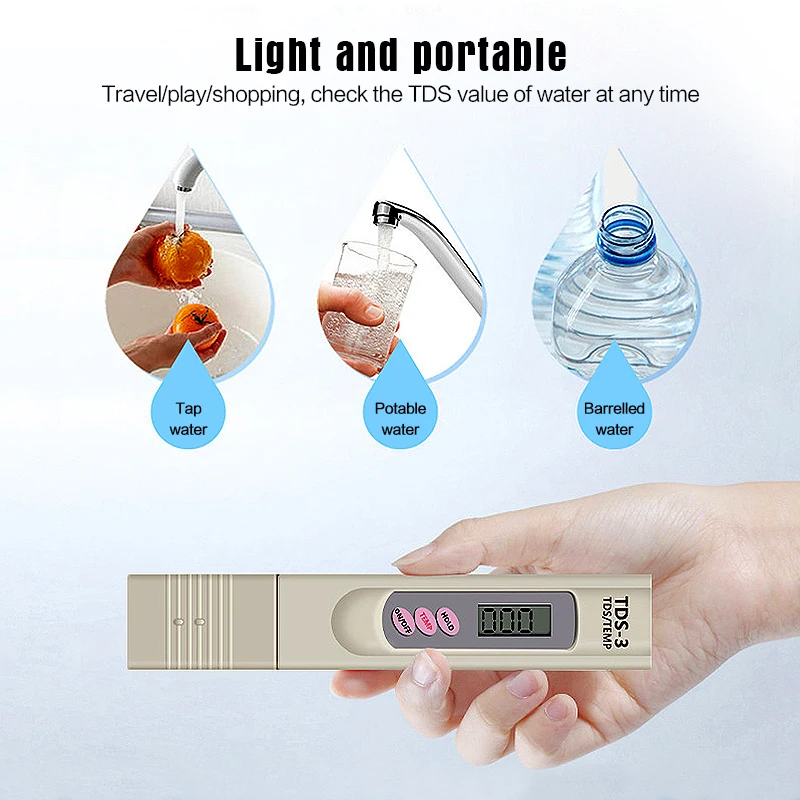 Digital LCD Water Quality Test TDS 3 Meter Purity Filter TDS Meter 0-9990 PPM Temp Tester