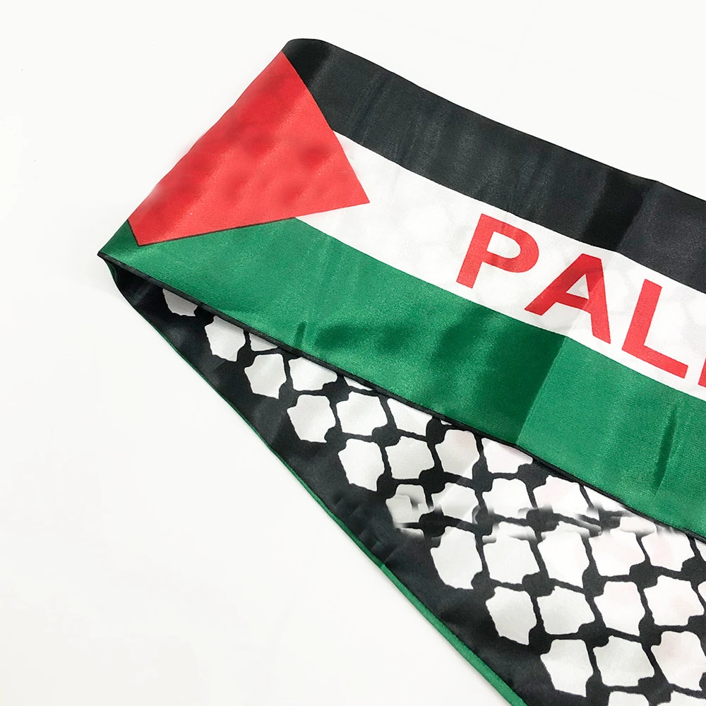 Хит продаж индивидуальный дизайн дешевый шарф с флагом Palestine 14x135 см Национальный день