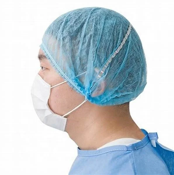 Non-woven disposable round clip cap bouffant surgical nurse cap