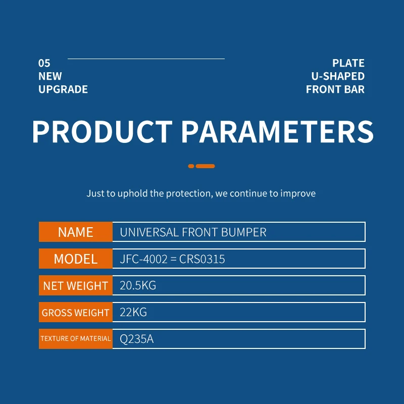 JFC-4002 Brand New auto truck hilux suzuki jimny fj cruiser highlander pajero nissan navara fortuner man steel front bumper