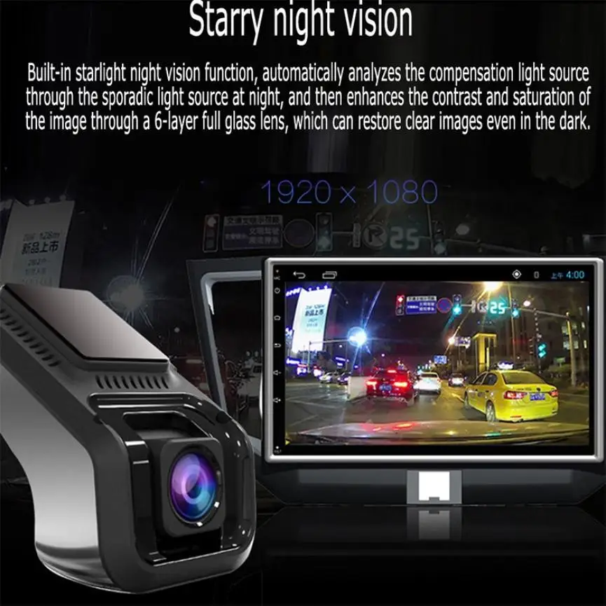 Car Avto DVR Full HD 1080P Night Vision 170 Degree Wide Angle Dash Camera WiFi ADAS Dash Cam G-sensor Android USB Video Recorder