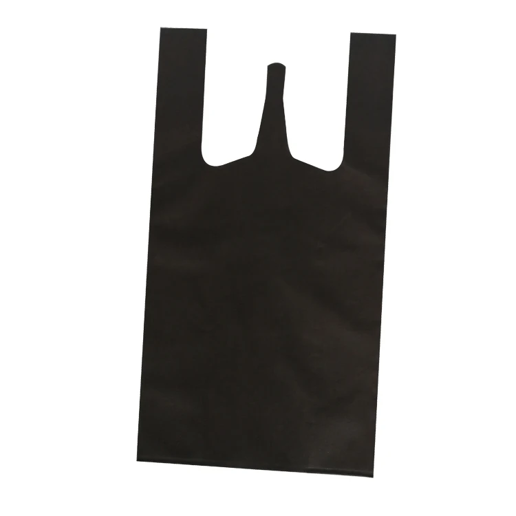 
30*50*14cm Black non woven shopping bag with t shit handle/eco friendly non woven vest bag/cloth carry bag for supermarket 