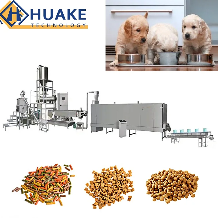 100-3000kg/Hr Industrial Automatic Wet Dry Animal Pet Dog Cat Food Manufacturing Extruder  Processing Maker Plant