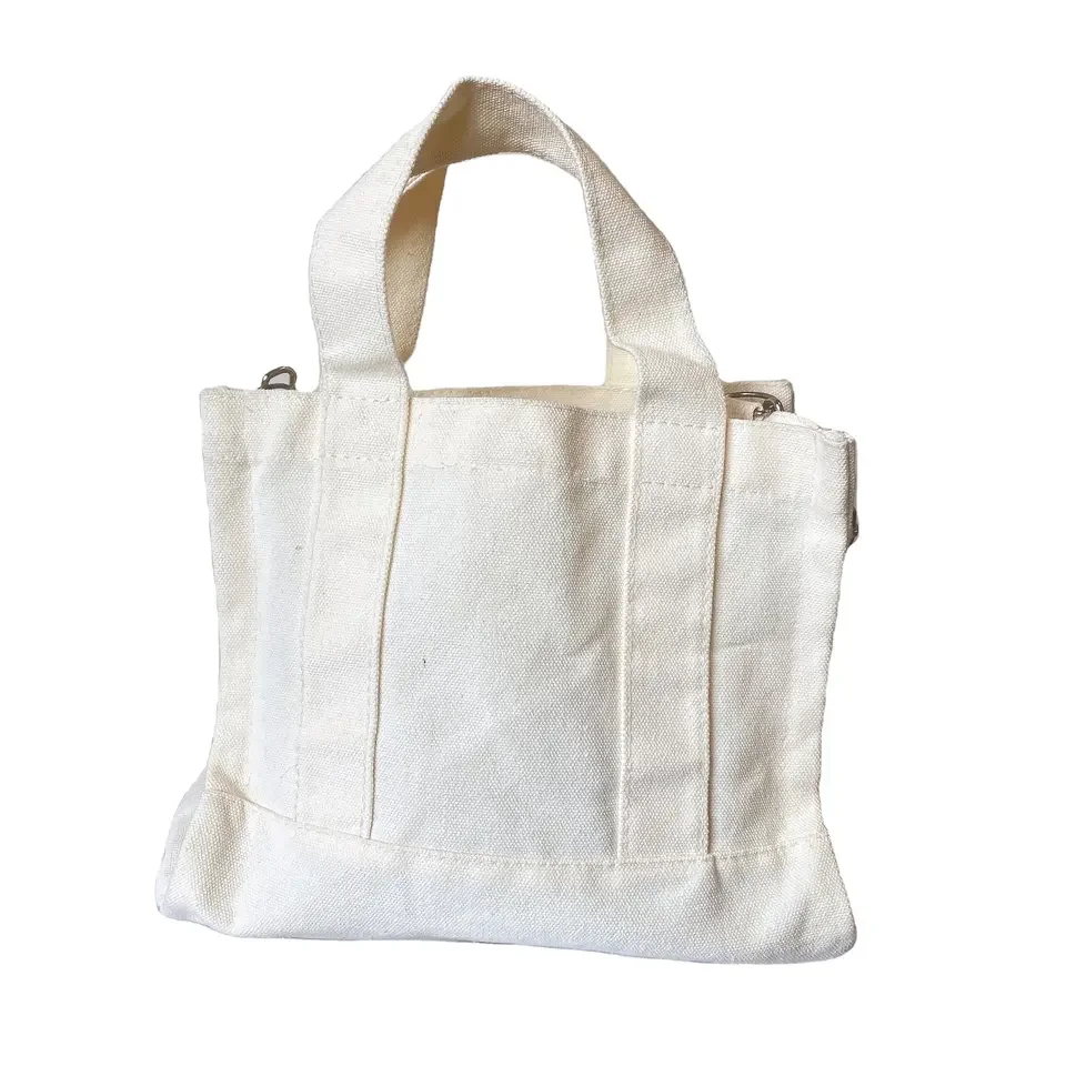 Wholesale Customized Printed Logo Many Pockets Large Capacity Cotton Canvas Shopping Beach Tote Bags Business Handbags For Women