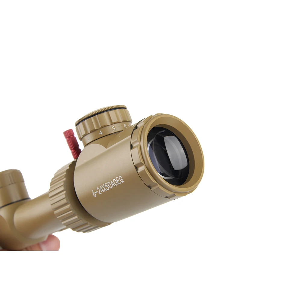 LUGER 6-24x50 AOE Optical Scope Red and Green Illuminated Reticle Hunting Scopes Tan Color
