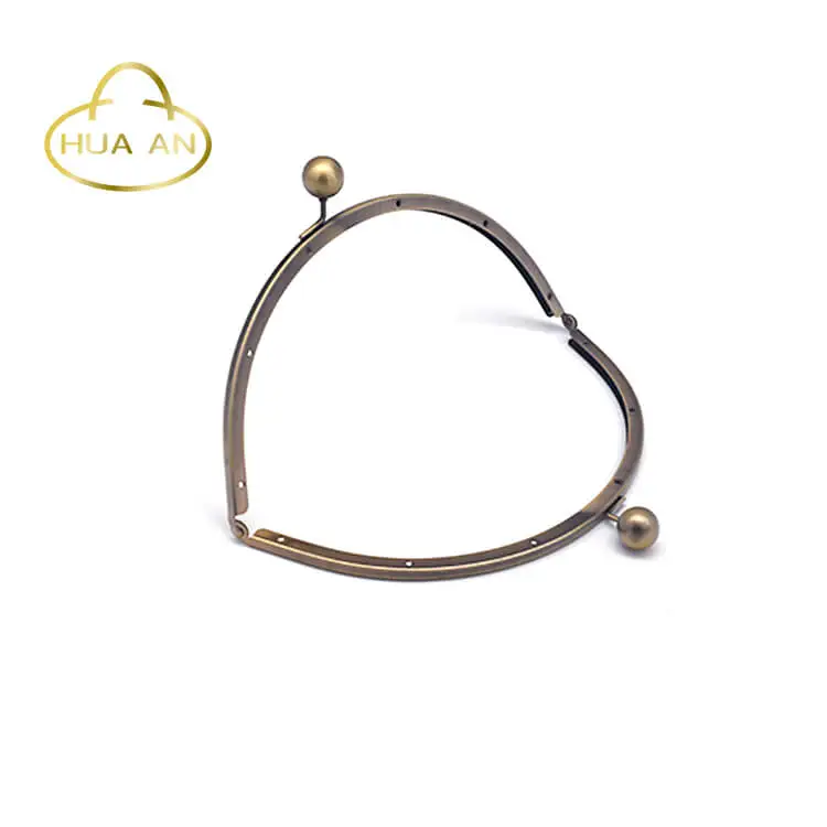 
Wholesale antique brass 23cm big kiss ball metal purse frame 