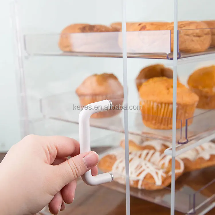 Bakery Counter Clear Acrylic Bread Display Stand Cake Display Case With 3 Tray