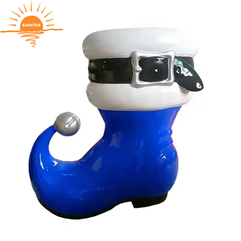 Christmas fibreglass large santa boot/fibreglass boot for Shopping Mall decoration