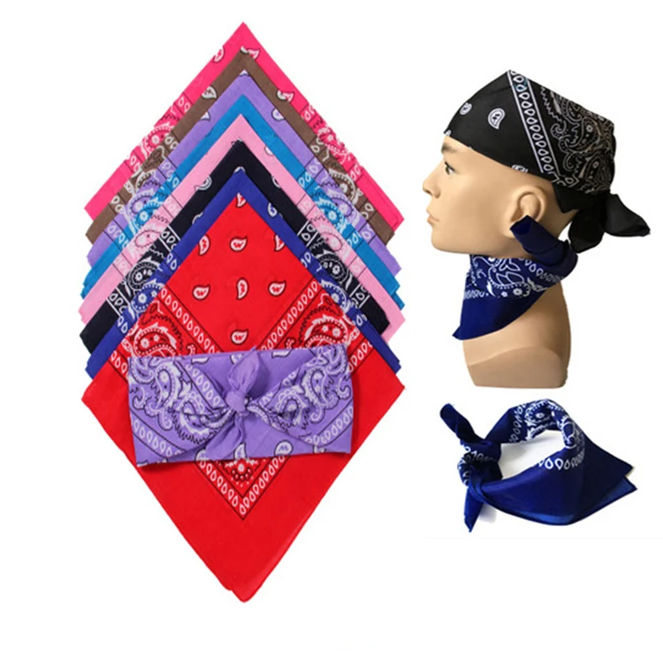 Fashion 18 colors Paisley printed cotton Bandanas Recycled Bandana Square Head Wraps Kerchief Neck Scarf Novelty Cotton Bandanas