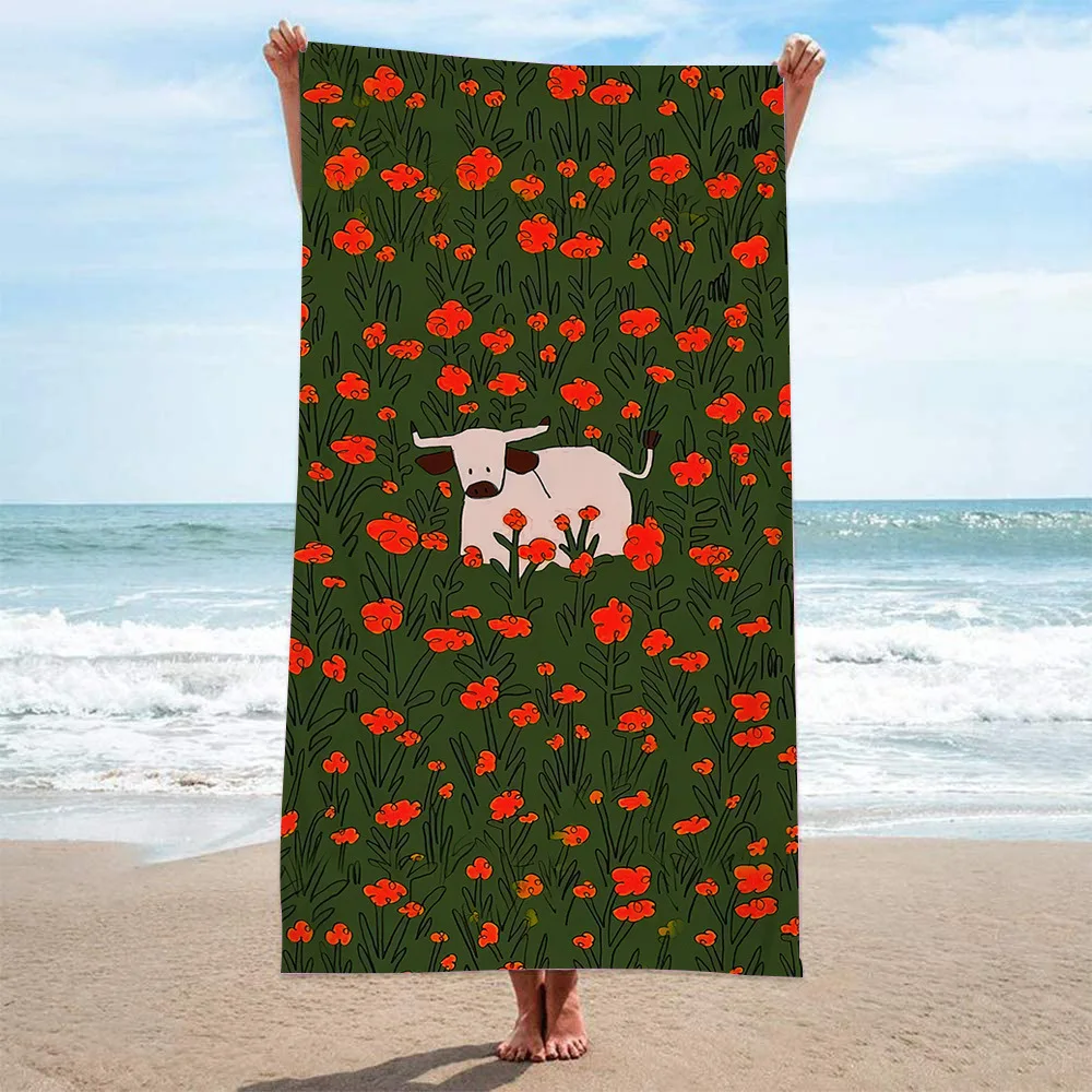 Florets print beach towels super absorbent microfiber adult poncho beach towel for camp vacations swimming