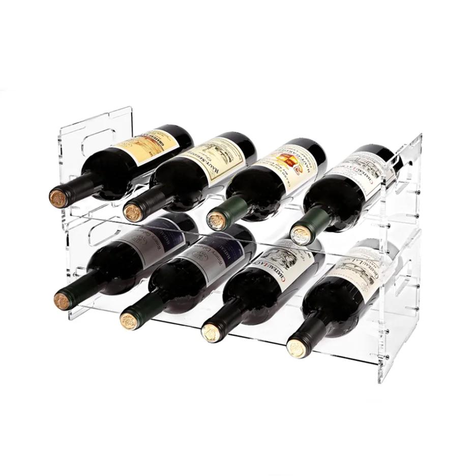 Custom Wholesale Spilled Countertop Decor Acrylic Wine Bottle Holder clear Acrylic Wine Display Rack Wall Mounted