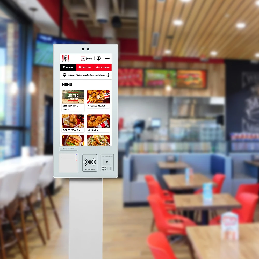 Buffet KFC Mcdonalds self order kiosk 21.5' flat screen android win7-10 receipt printer card reader touchscreen ordering kiosk