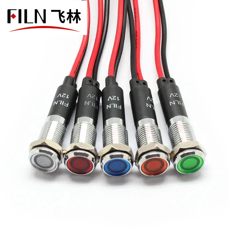 FILN indicator light factory 8mm LED Emergency AC DC indicator light 12v 24v Mini Led Indicator Light waterproof pilot lamp