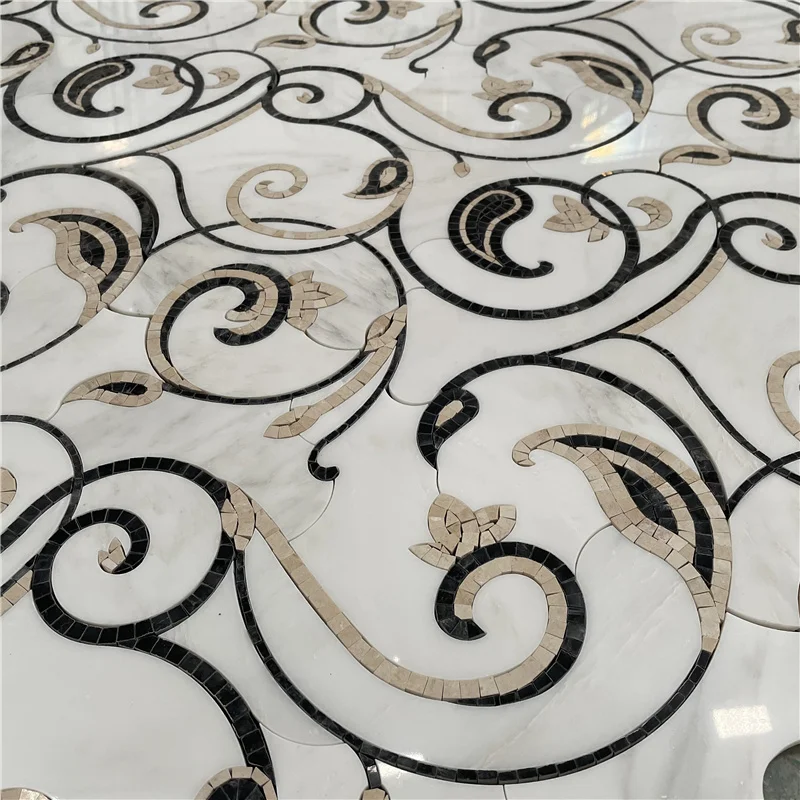 Art Marble Mixed Color Mosaic Flowers Patterns Marble Tiles