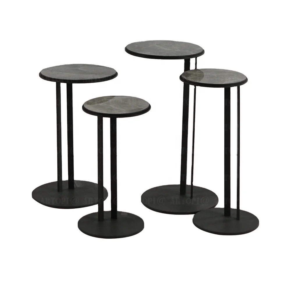 Retro ceramic top metal base sofa square center coffee table living room side table