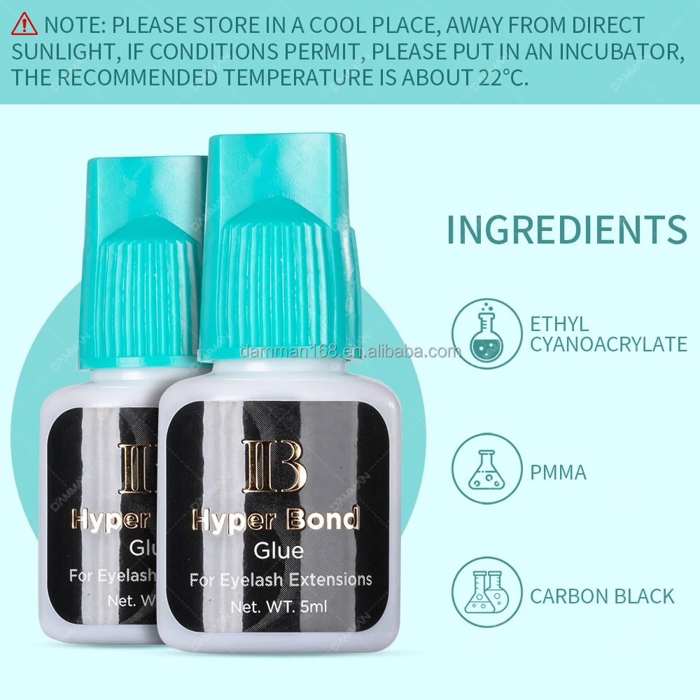 IB Cyan Cap Glue 0.5s 5ml Fast Dry IB Glue 7 Weeks Long Lasting Strong Eyelash Glue Adhesive For Professional Eyelash Extensions
